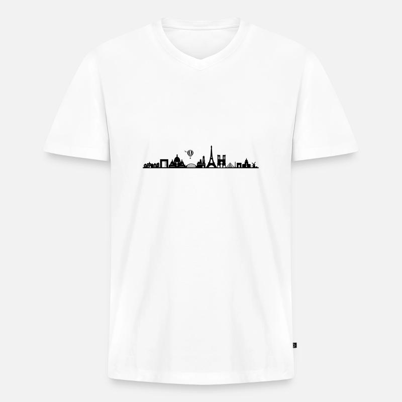 Skyline - Paris - Männer Premium Bio T-Shirt mit V-Ausschnitt - Weiß