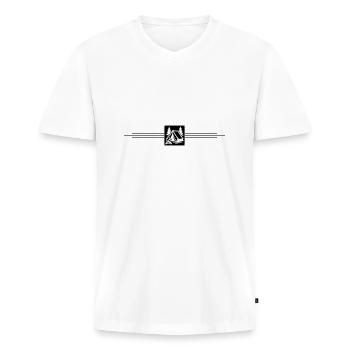 Tente symbole de camping - T-shirt encolure en V Premium bio Homme - blanc - Devant - Nico (187cm)