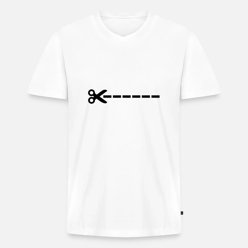 Schere - Männer Premium Bio T-Shirt mit V-Ausschnitt - Weiß
