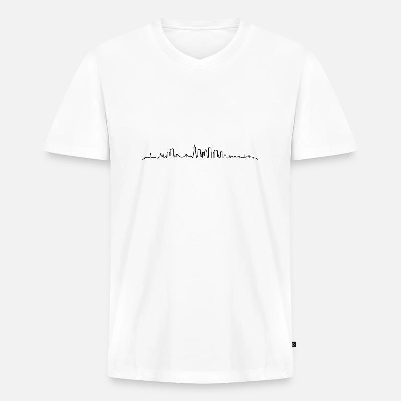 Skyline - San Francisco - Männer Premium Bio T-Shirt mit V-Ausschnitt - Weiß