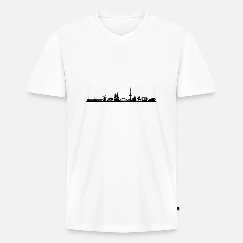 Skyline - Bremen - Männer Premium Bio T-Shirt mit V-Ausschnitt - Weiß