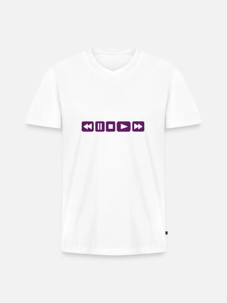 Player - Tasten - DJ - Männer Premium Bio T-Shirt mit V-Ausschnitt - Weiß