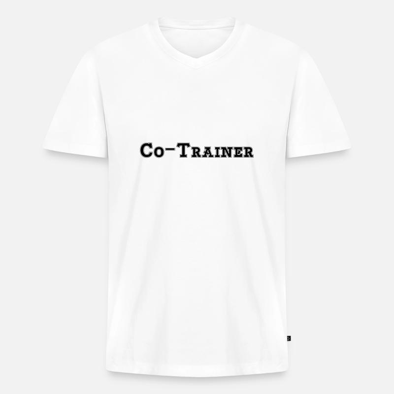 Co-Trainer - Männer Premium Bio T-Shirt mit V-Ausschnitt - Weiß