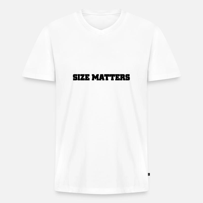 size matters - Männer Premium Bio T-Shirt mit V-Ausschnitt - Weiß