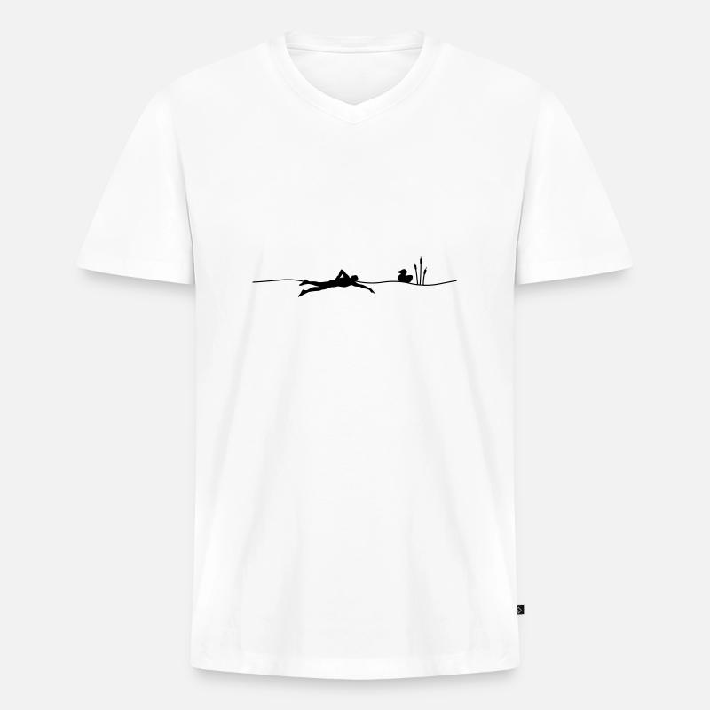 Freiwasserschwimmer - Männer Premium Bio T-Shirt mit V-Ausschnitt - Weiß