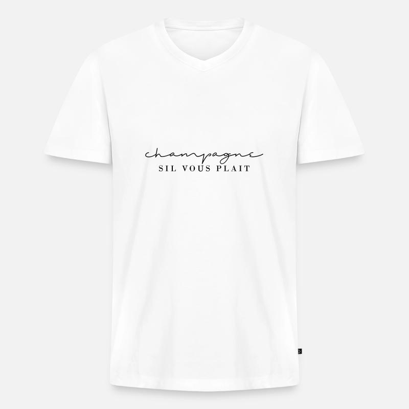 Sil Vous Plait - Männer Premium Bio T-Shirt mit V-Ausschnitt - Weiß