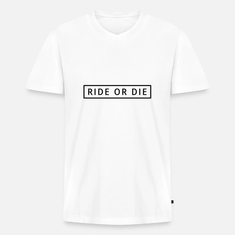 Ride or die - Männer Premium Bio T-Shirt mit V-Ausschnitt - Weiß
