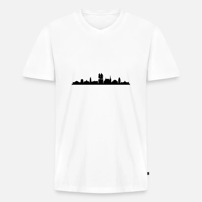 Skyline Weimar - Männer Premium Bio T-Shirt mit V-Ausschnitt - Weiß