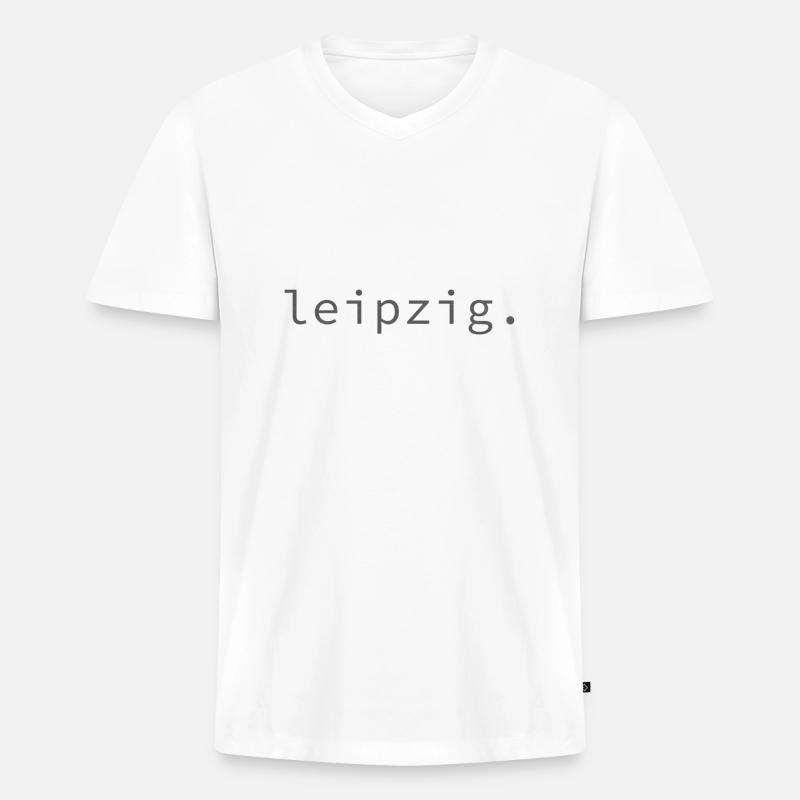 leipzig. - Männer Premium Bio T-Shirt mit V-Ausschnitt - Weiß