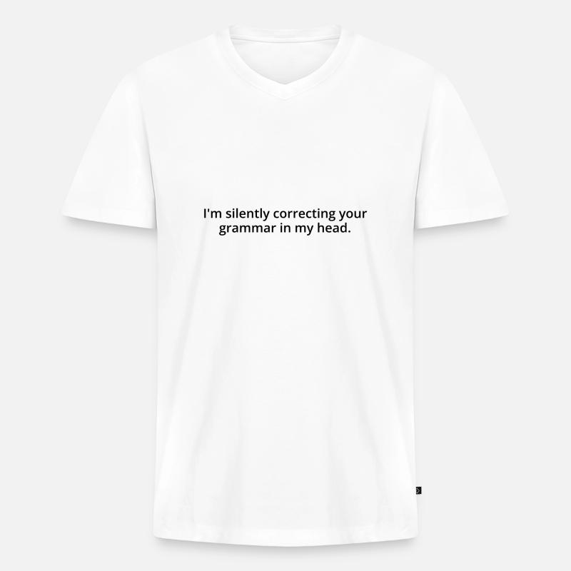 Grammer, schwarzer Text - Männer Premium Bio T-Shirt mit V-Ausschnitt - Weiß