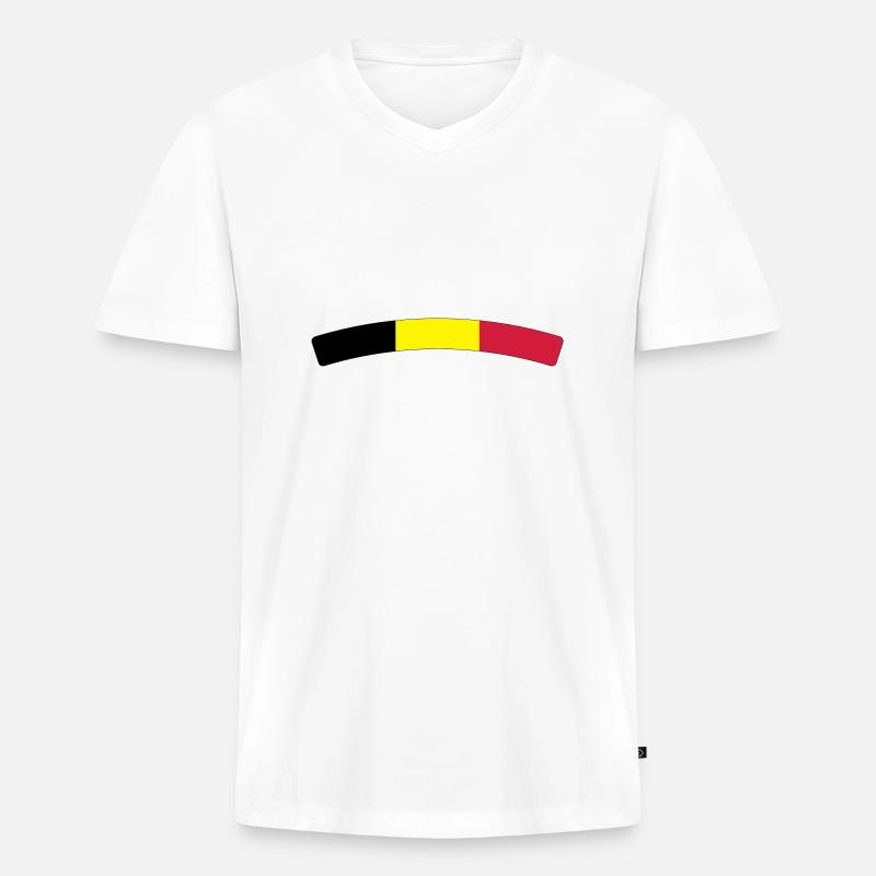 Belgique (V) - Männer Premium Bio T-Shirt mit V-Ausschnitt - Weiß