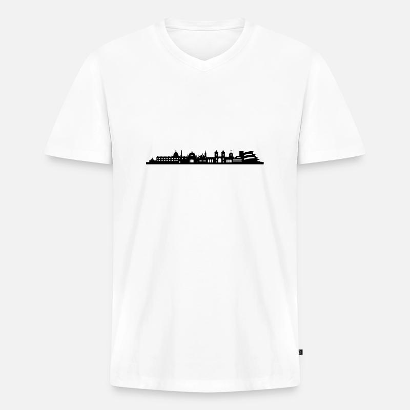 Skyline Potsdam lang - Männer Premium Bio T-Shirt mit V-Ausschnitt - Weiß