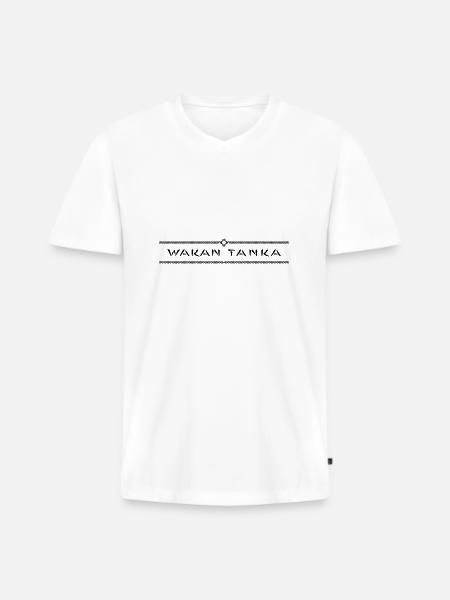Wakan Tanka (het Grote Mysterie) vector - Mannen Premium Bio T-shirt met V-hals - wit