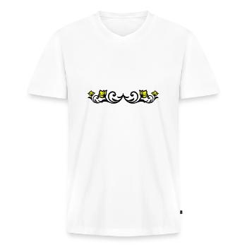 Floral Element - Men's Premium Organic T-shirt with V-neck - white - Front - Nico (187cm)