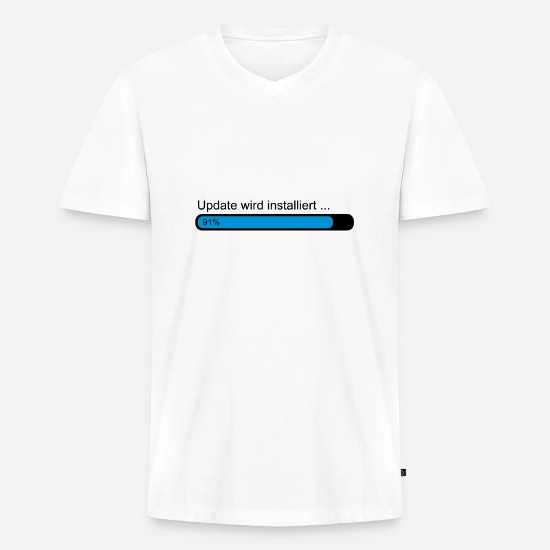 Update wird installiert .. Ladebalken 91% - Männer Premium Bio T-Shirt mit V-Ausschnitt - Weiß