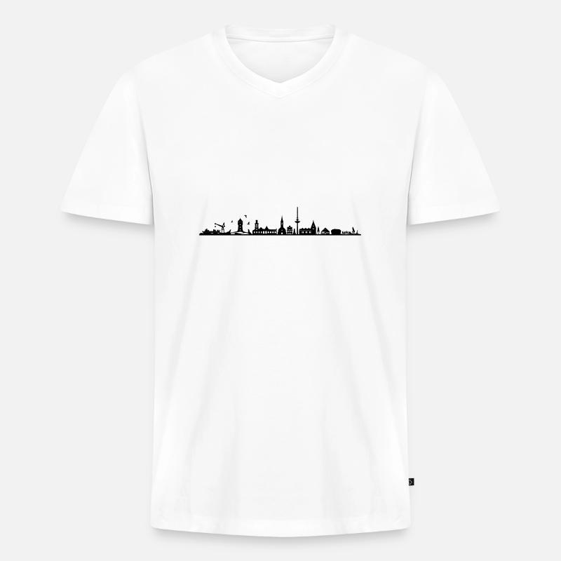 Skyline - Küste Cuxhaven - Männer Premium Bio T-Shirt mit V-Ausschnitt - Weiß