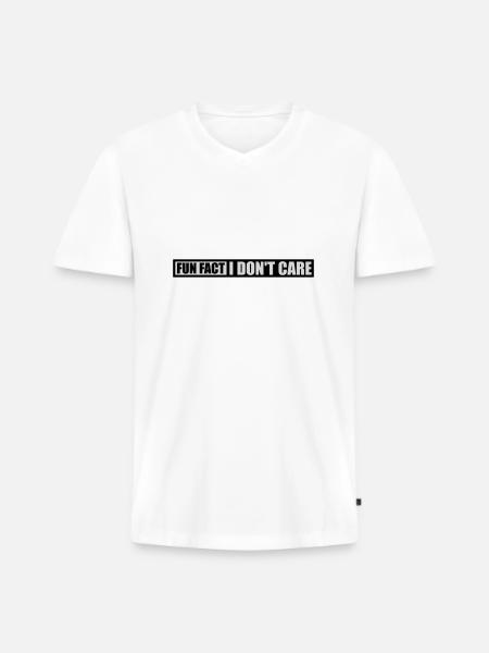 I don't care fact - Men's Premium Organic T-shirt with V-neck - white
