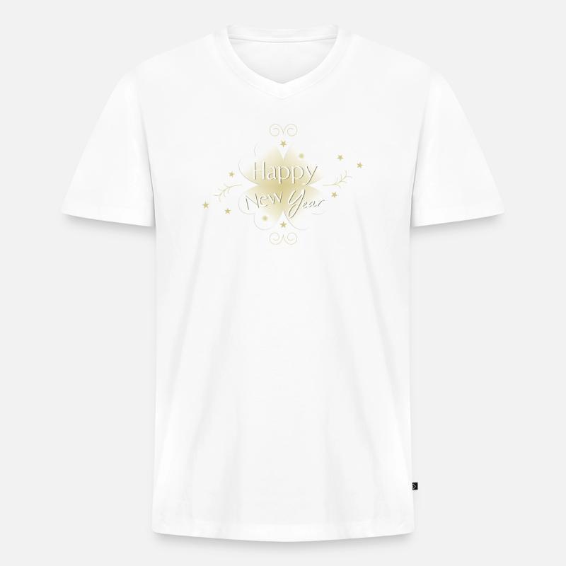 New Year - Männer Premium Bio T-Shirt mit V-Ausschnitt - Weiß
