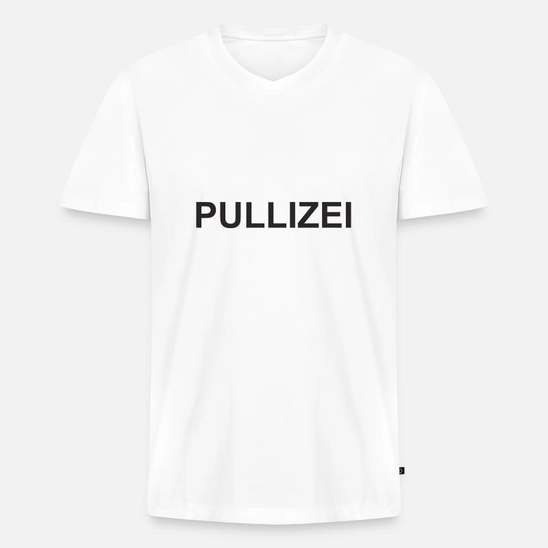 pullizei - Männer Premium Bio T-Shirt mit V-Ausschnitt - Weiß