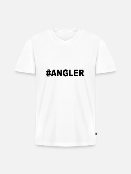 #Angler - Männer Premium Bio T-Shirt mit V-Ausschnitt - Weiß