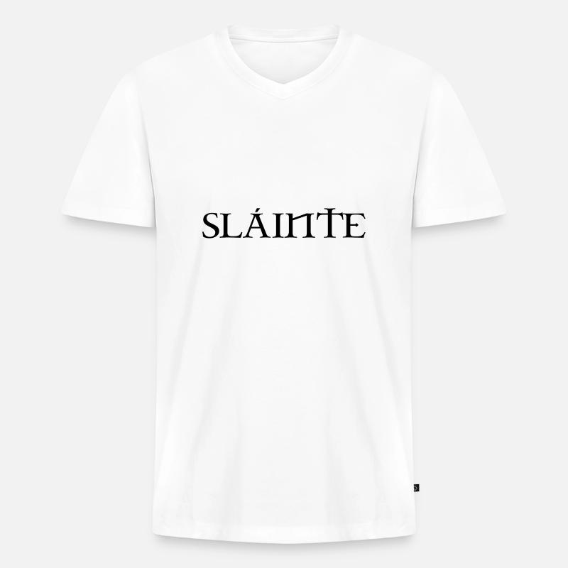 Slainte text de - Männer Premium Bio T-Shirt mit V-Ausschnitt - Weiß