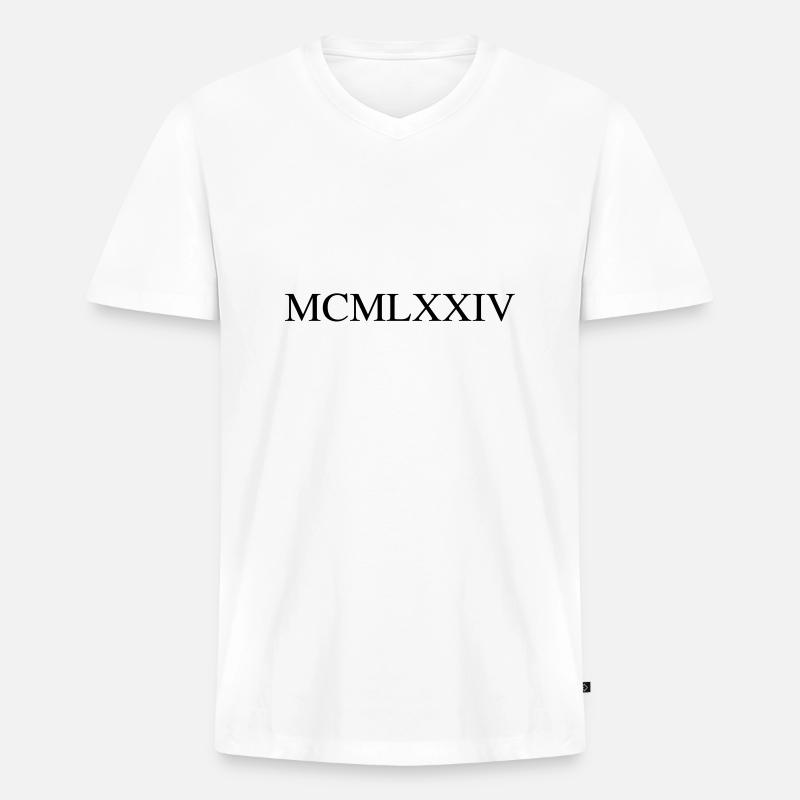 1974 - Männer Premium Bio T-Shirt mit V-Ausschnitt - Weiß