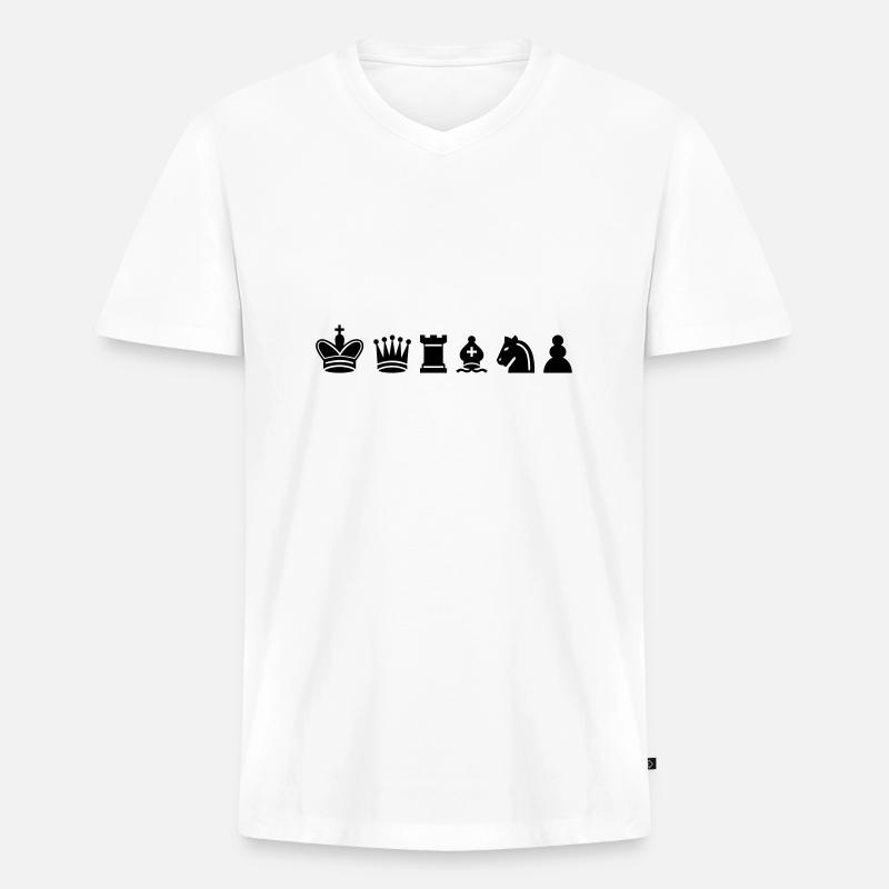 Schach - Männer Premium Bio T-Shirt mit V-Ausschnitt - Weiß