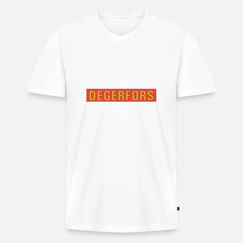 Degerfors - Männer Premium Bio T-Shirt mit V-Ausschnitt - Weiß