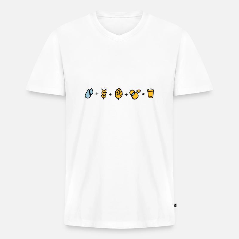 Bier Formel - Männer Premium Bio T-Shirt mit V-Ausschnitt - Weiß