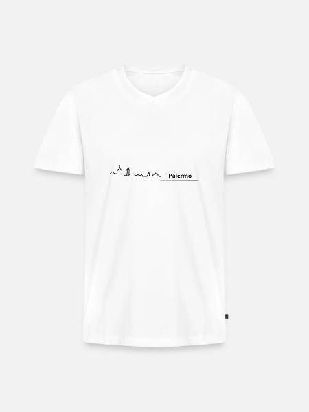 palermo skyline - Männer Premium Bio T-Shirt mit V-Ausschnitt - Weiß