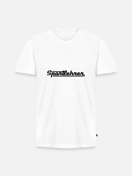 Sportlehrer - Männer Premium Bio T-Shirt mit V-Ausschnitt - Weiß