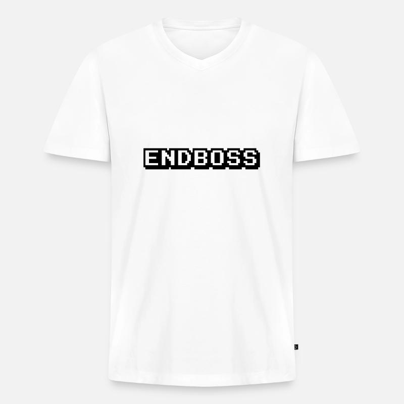 Endboss - Männer Premium Bio T-Shirt mit V-Ausschnitt - Weiß