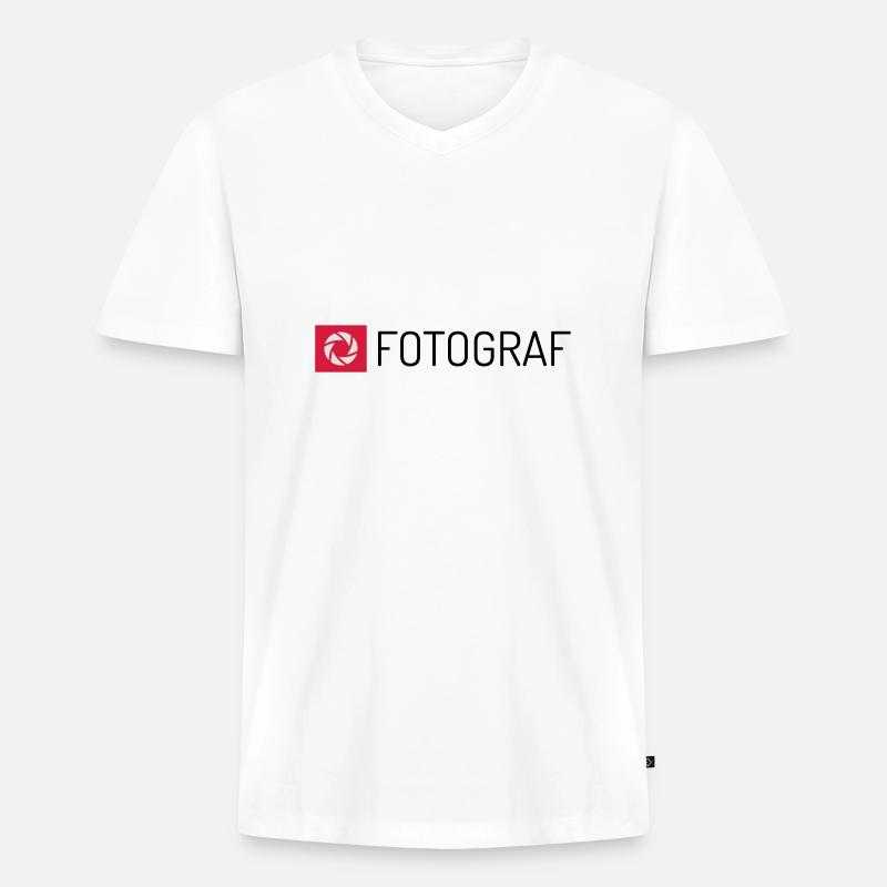 Fotograf - Männer Premium Bio T-Shirt mit V-Ausschnitt - Weiß