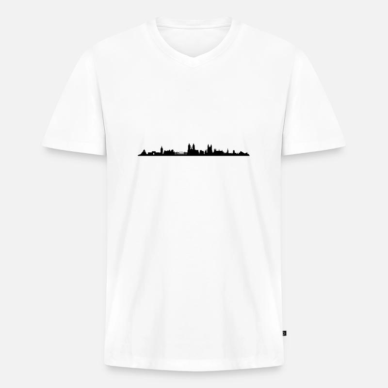 Skyline - Magdeburg - Männer Premium Bio T-Shirt mit V-Ausschnitt - Weiß