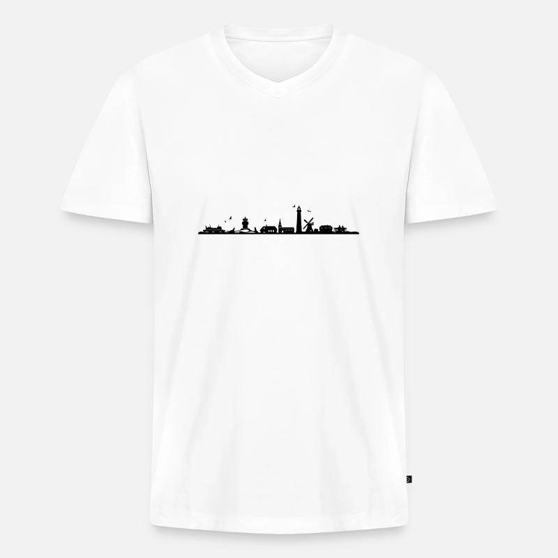 Skyline - Küste Amrum - Männer Premium Bio T-Shirt mit V-Ausschnitt - Weiß
