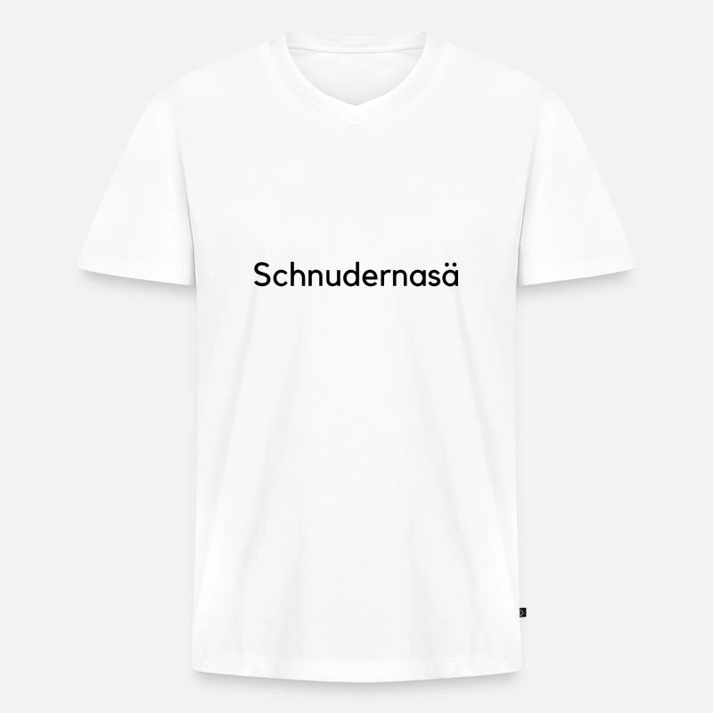 schnudernasä - Männer Premium Bio T-Shirt mit V-Ausschnitt - Weiß