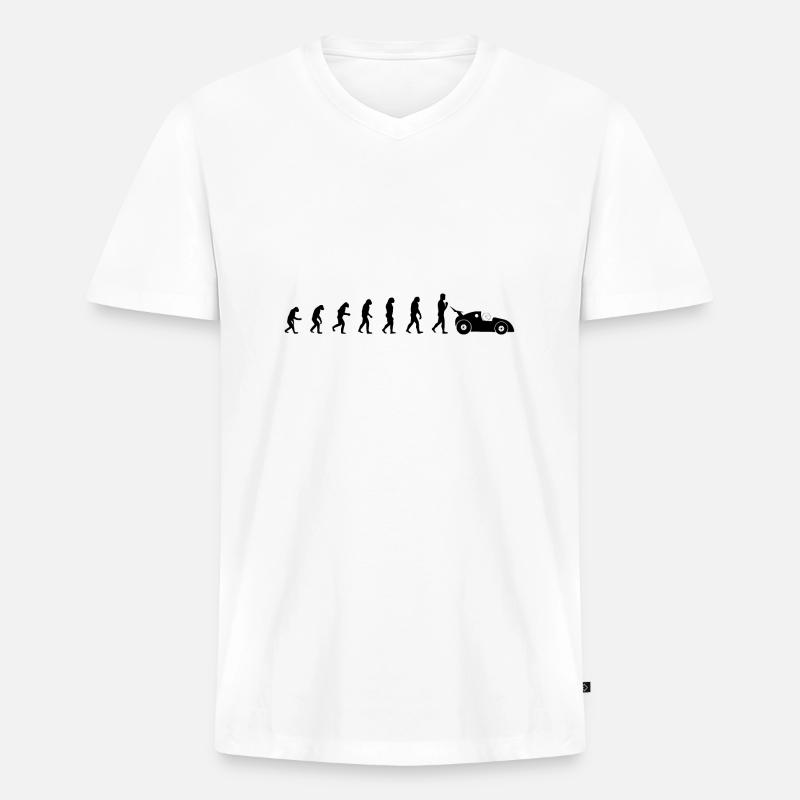 evolution of racing / Evolution Rennfahrer Design - Männer Premium Bio T-Shirt mit V-Ausschnitt - Weiß