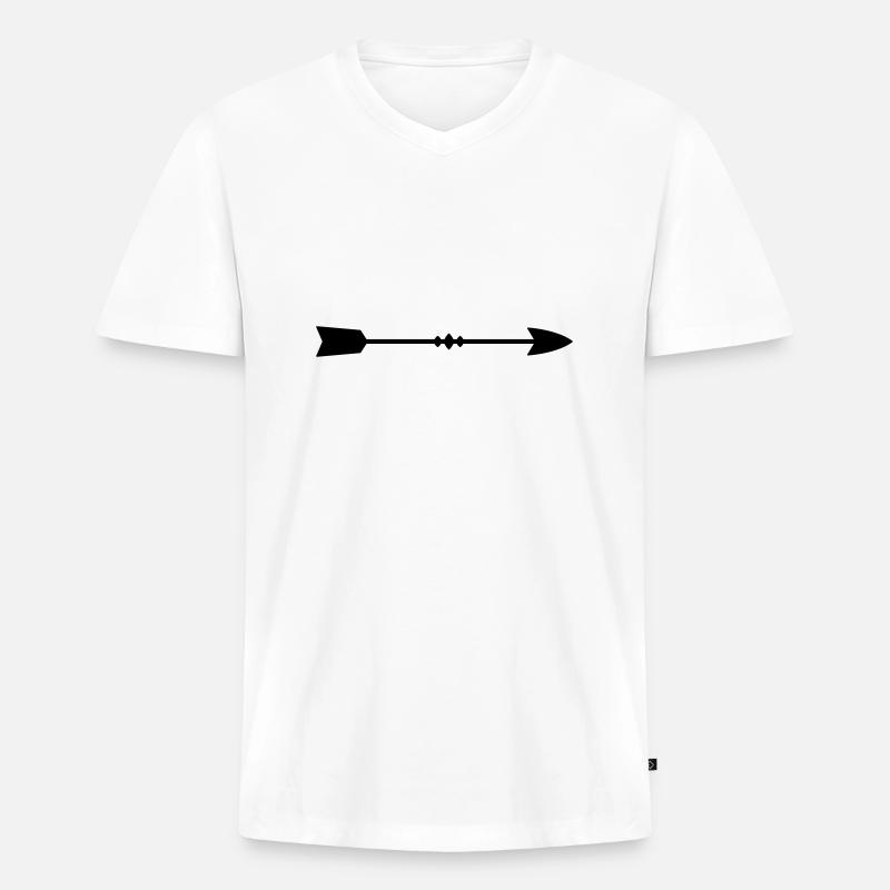 Pfeil - Männer Premium Bio T-Shirt mit V-Ausschnitt - Weiß
