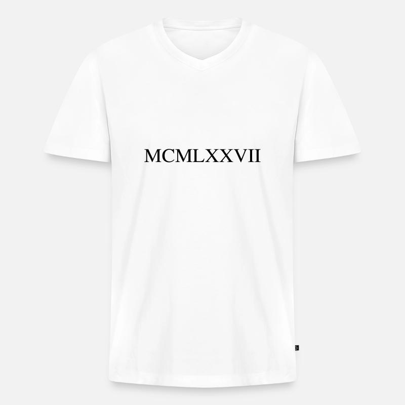 1977 - Männer Premium Bio T-Shirt mit V-Ausschnitt - Weiß