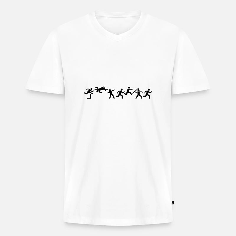 Siebenkampf - Männer Premium Bio T-Shirt mit V-Ausschnitt - Weiß
