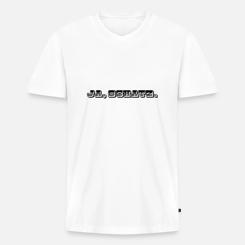 Ja Schatz - Männer Premium Bio T-Shirt mit V-Ausschnitt - Weiß