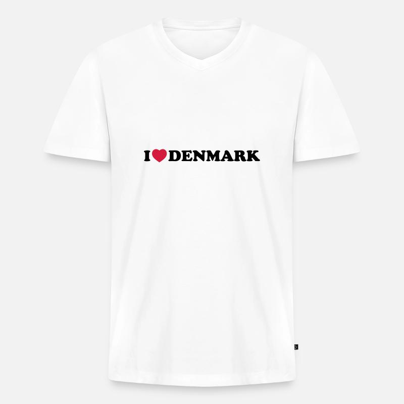I love Denmark - Männer Premium Bio T-Shirt mit V-Ausschnitt - Weiß