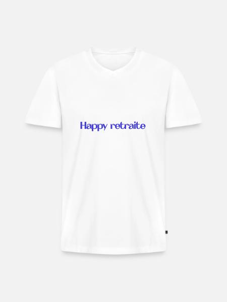 RETIREMENT. HAPPY RETIREMENT. HAPPY RETREAT - Men's Premium Organic T-shirt with V-neck - white