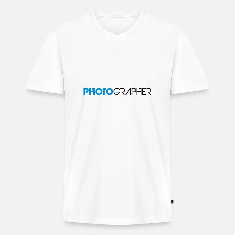 Cool Photographer Text Design - Männer Premium Bio T-Shirt mit V-Ausschnitt - Weiß
