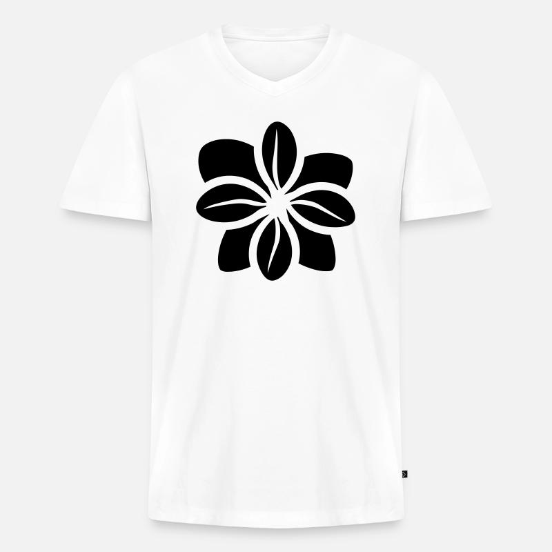 Blume - Männer Premium Bio T-Shirt mit V-Ausschnitt - Weiß