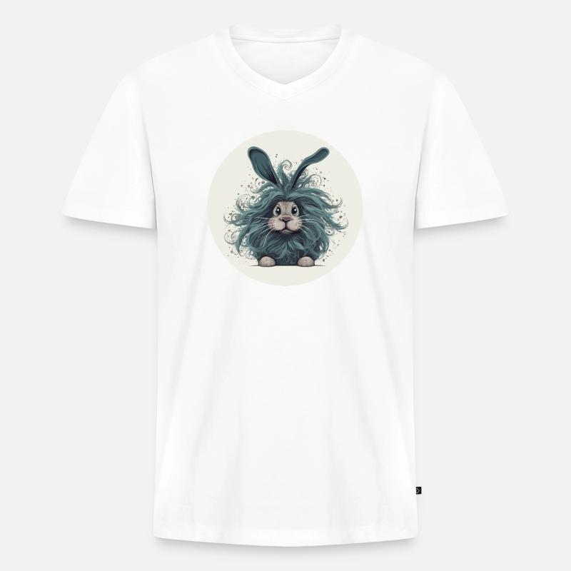Hase - Männer Premium Bio T-Shirt mit V-Ausschnitt - Weiß