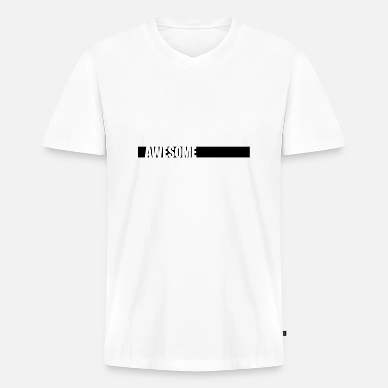 Balken Awesome Logo - Männer Premium Bio T-Shirt mit V-Ausschnitt - Weiß