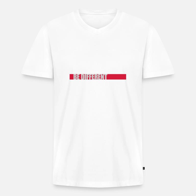 Be different Logo Design - Männer Premium Bio T-Shirt mit V-Ausschnitt - Weiß
