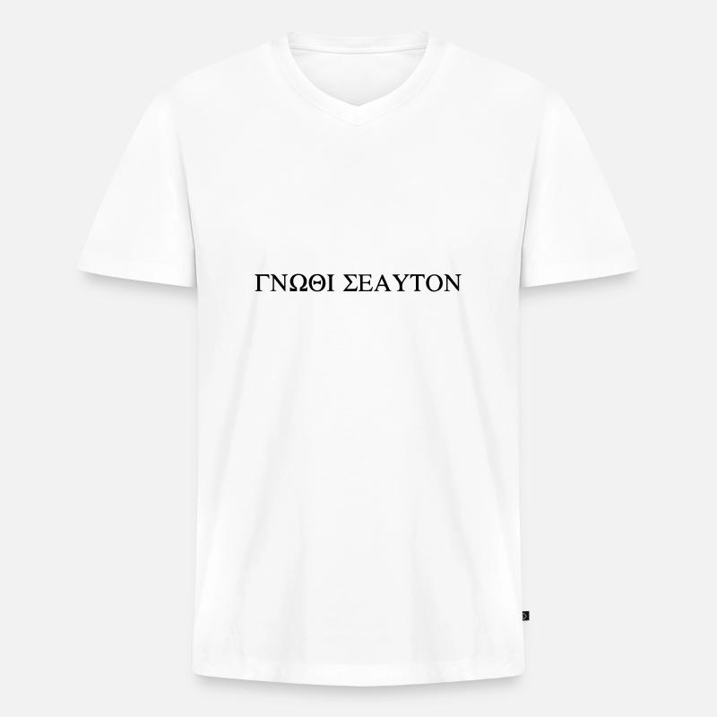 gnothi seauton - Männer Premium Bio T-Shirt mit V-Ausschnitt - Weiß