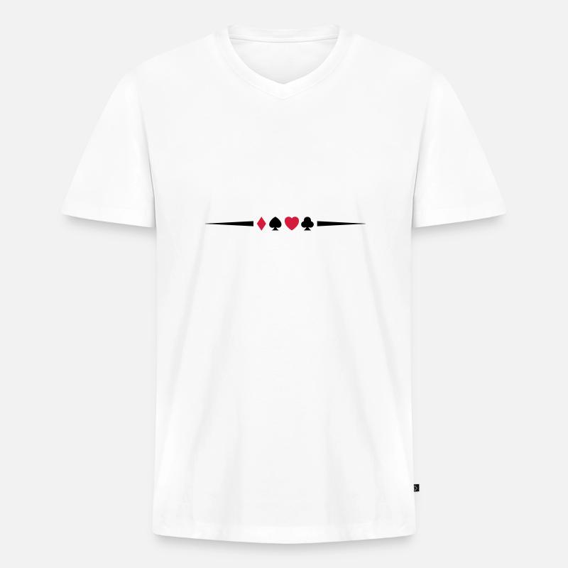 poker_symbol_design_2 - Männer Premium Bio T-Shirt mit V-Ausschnitt - Weiß